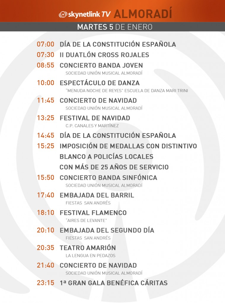 05-01-2015 Programación Almoradí martes