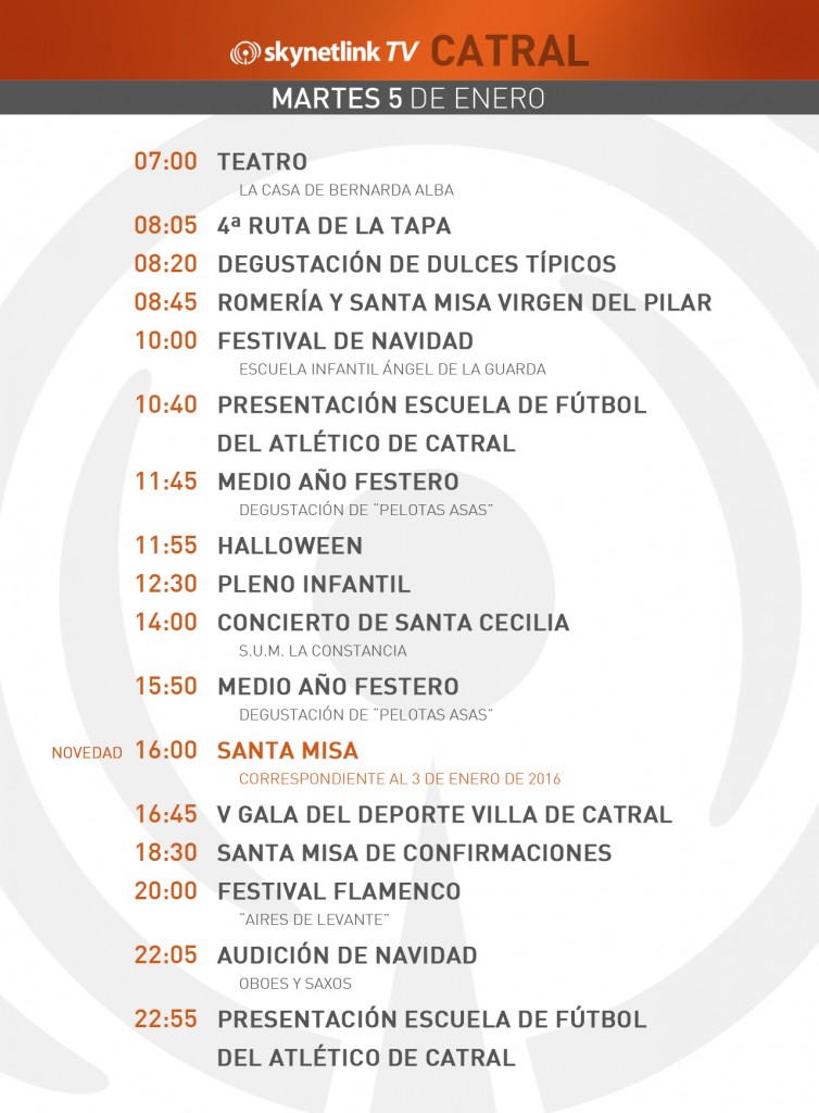 05-01-2016 Programación Catral martes