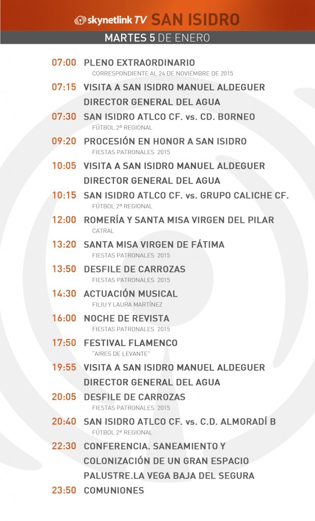 05-01-2016 Programación San Isidro martes