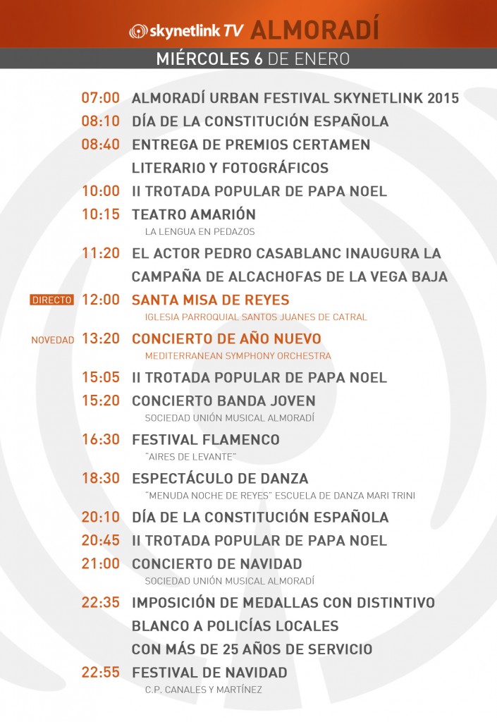 06-01-2015 Programación Almoradí miércoles