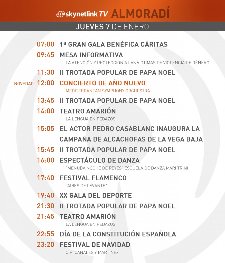 07-01-2015 Programación Almoradí jueves