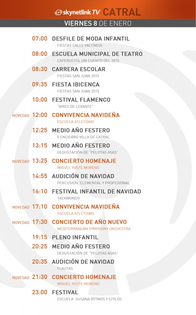 08-01-2016 Programación Catral viernes