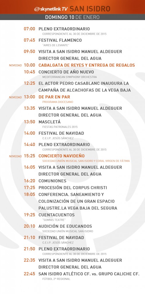 10-01-2016 Programación San Isidro domingo