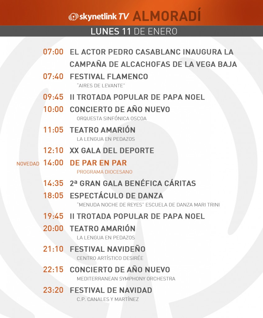 11-01-2015 Programación Almoradí lunes