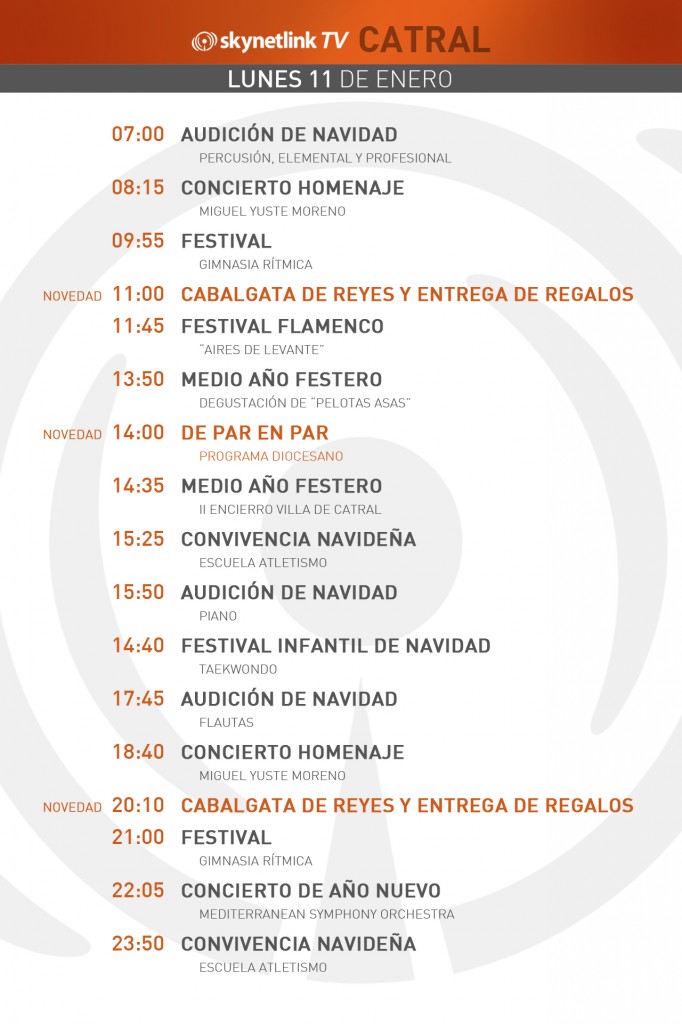 11-01-2016 Programación Catral lunes