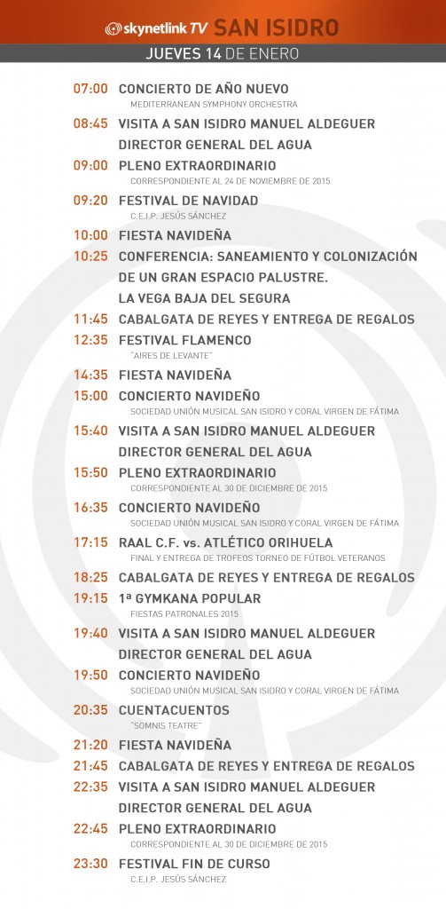 14-01-2016 Programación San Isidro jueves