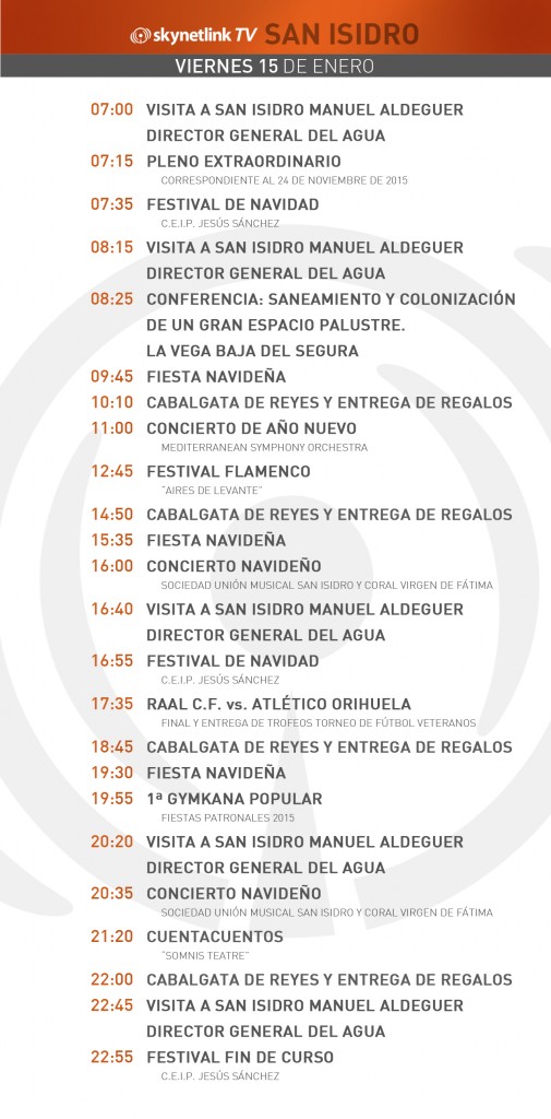 15-01-2016 Programación San Isidro viernes