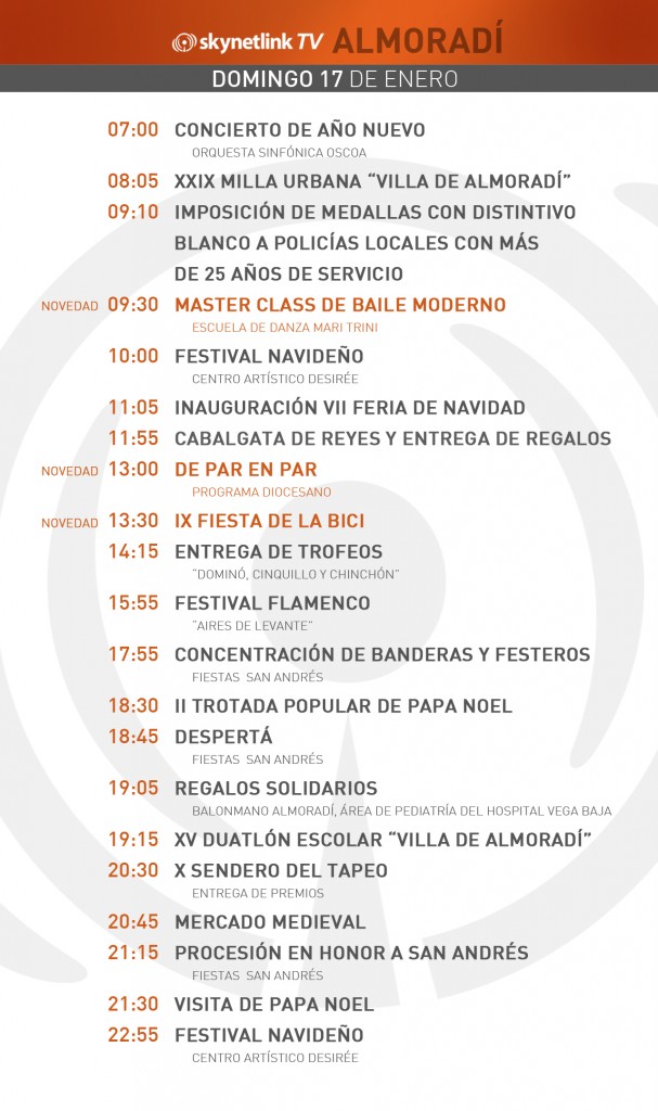 17-01-2015 Programación Almoradí domingo