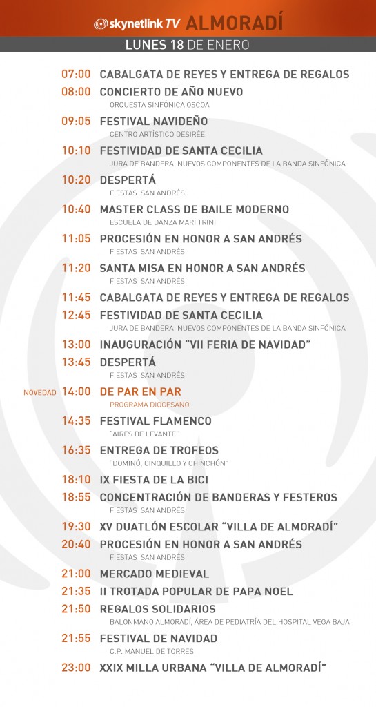 18-01-2015 Programación Almoradí lunes