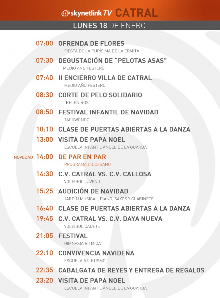 18-01-2016 Programación Catral lunes