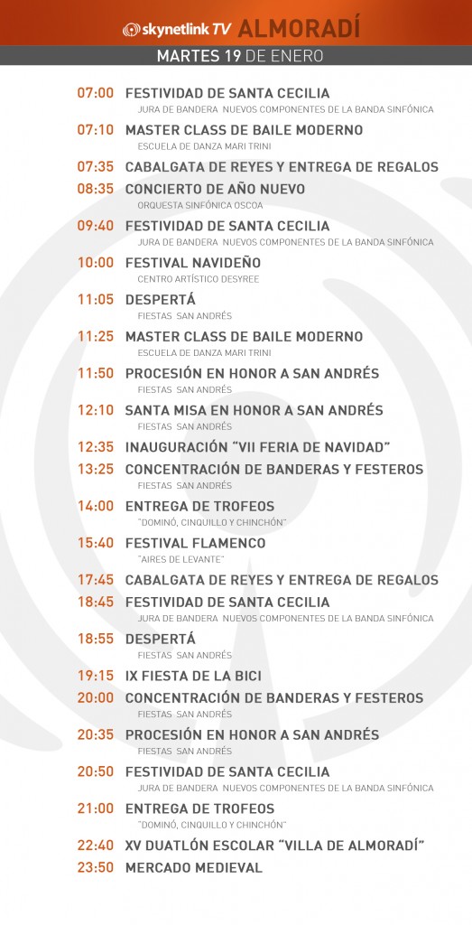 19-01-2015 Programación Almoradí martes