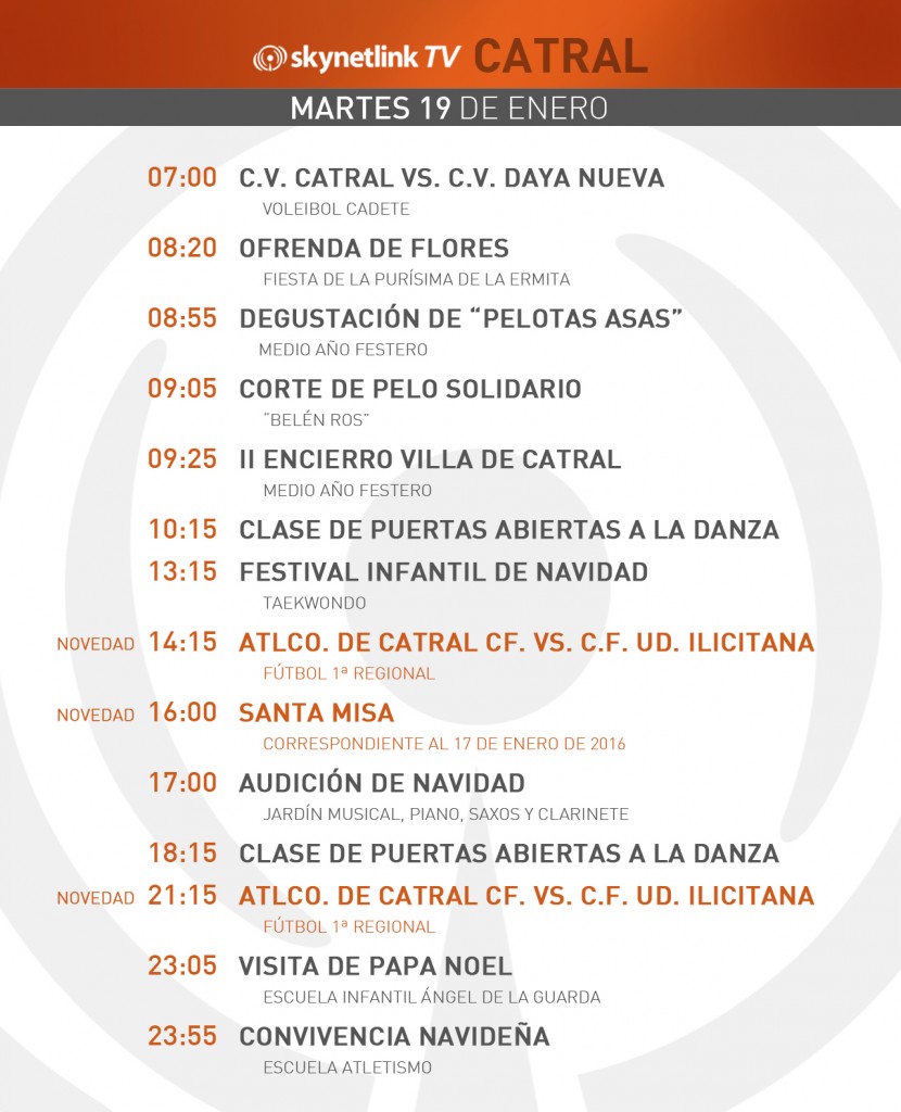 19-01-2016 Programación Catral martes