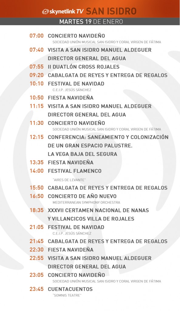 19-01-2016 Programación San Isidro martes