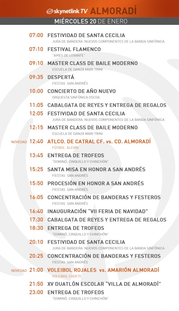 20-01-2015 Programación Almoradí miércoles