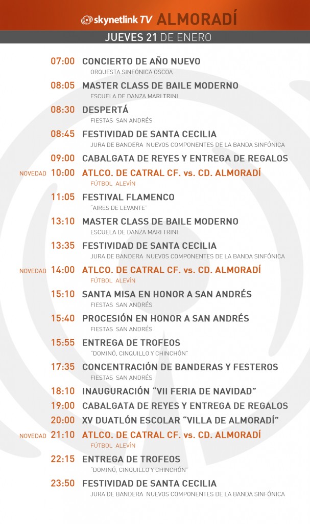 21-01-2015 Programación Almoradí jueves