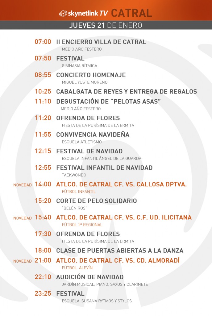 21-01-2016 Programación Catral jueves