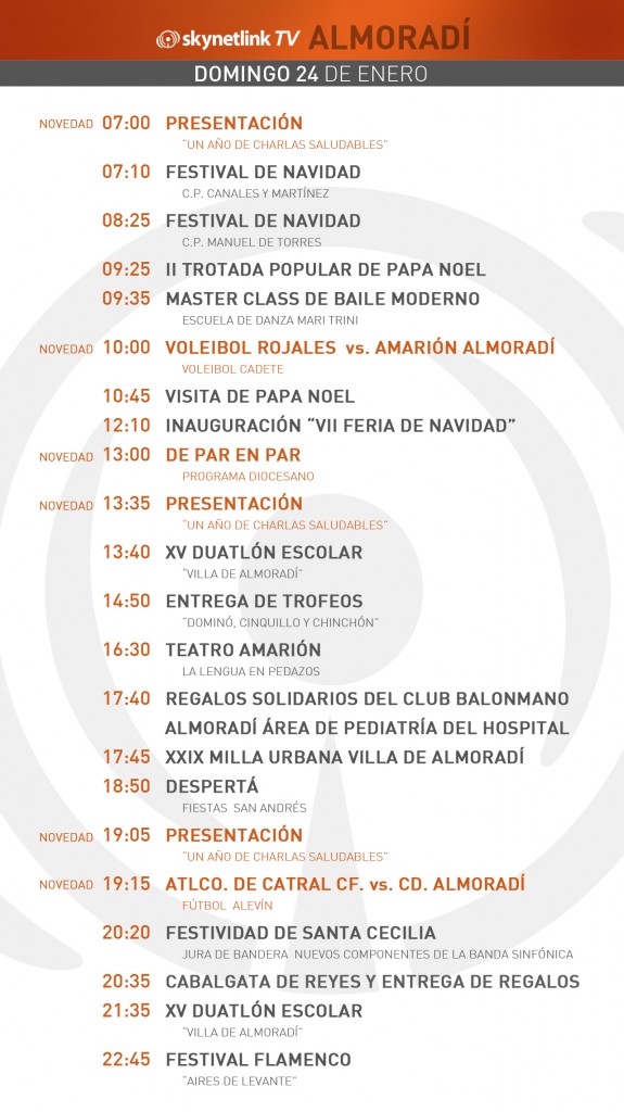 24-01-2015 Programación Almoradí domingo