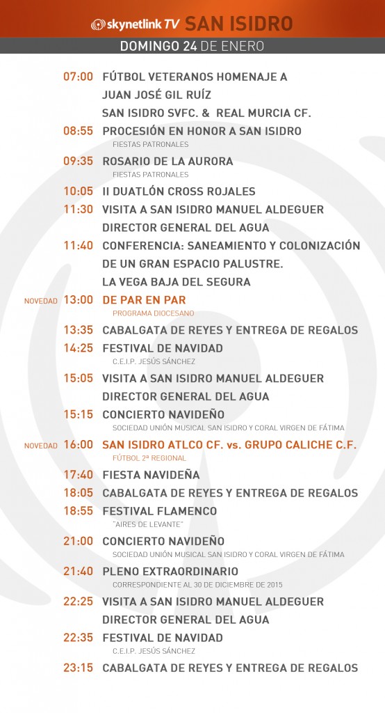 24-01-2016 Programación San Isidro domingo