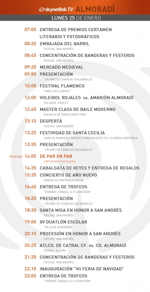 25-01-2015 Programación Almoradí lunes