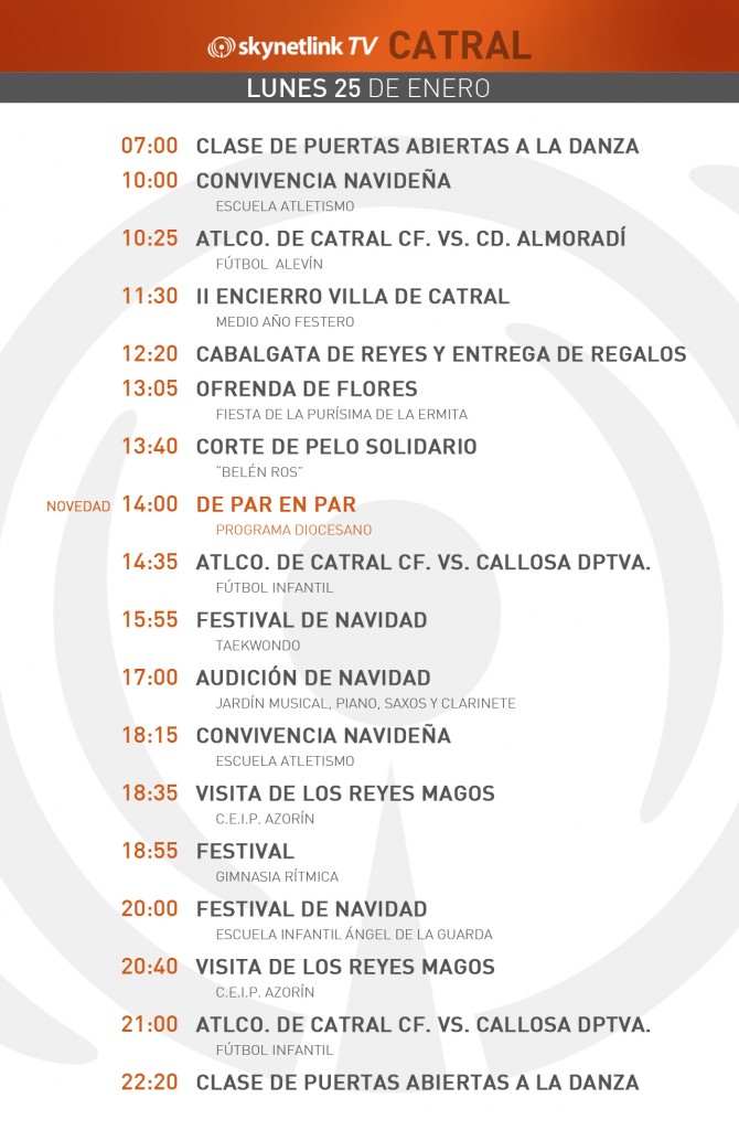 25-01-2016 Programación Catral lunes