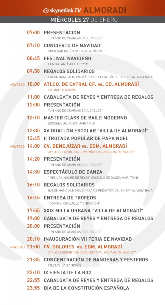 27-01-2015 Programación Almoradí míercoles