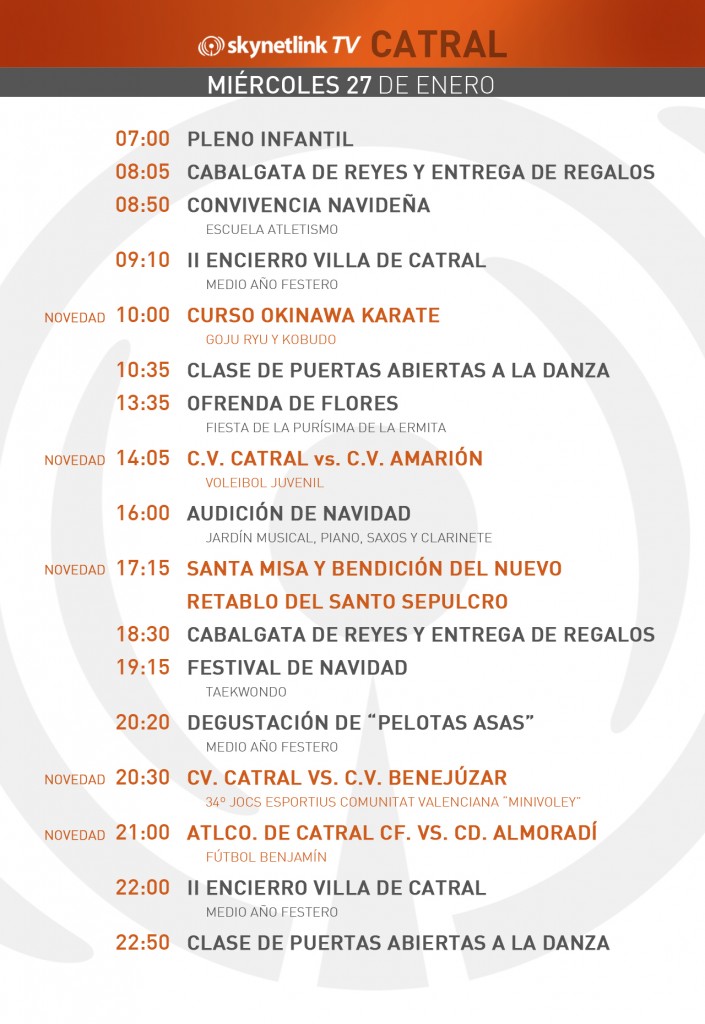 27-01-2016 Programación Catral miércoles