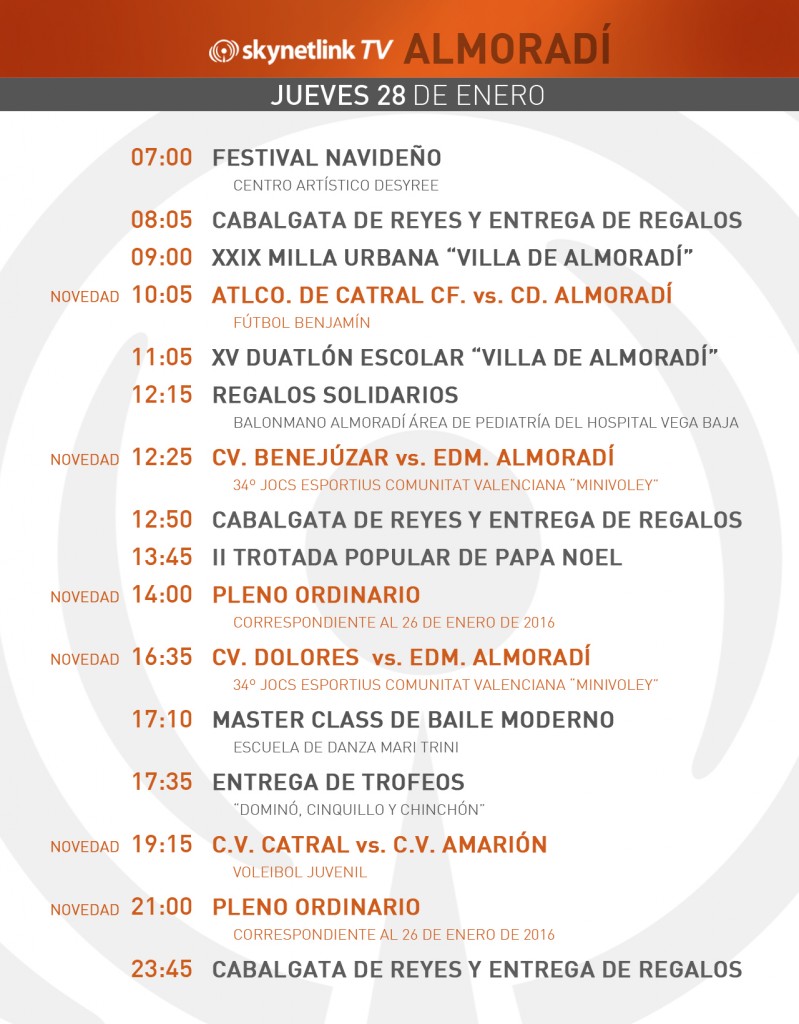 28-01-2015 Programación Almoradí jueves