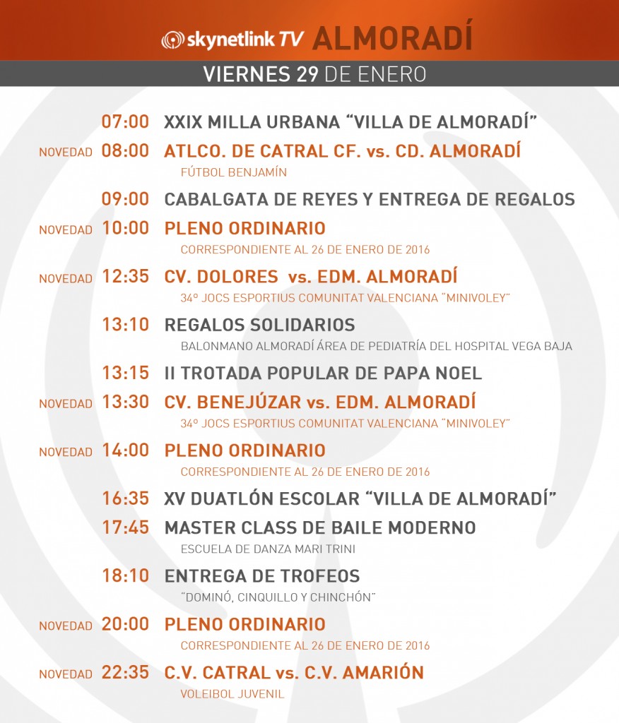 29-01-2015 Programación Almoradí viernes