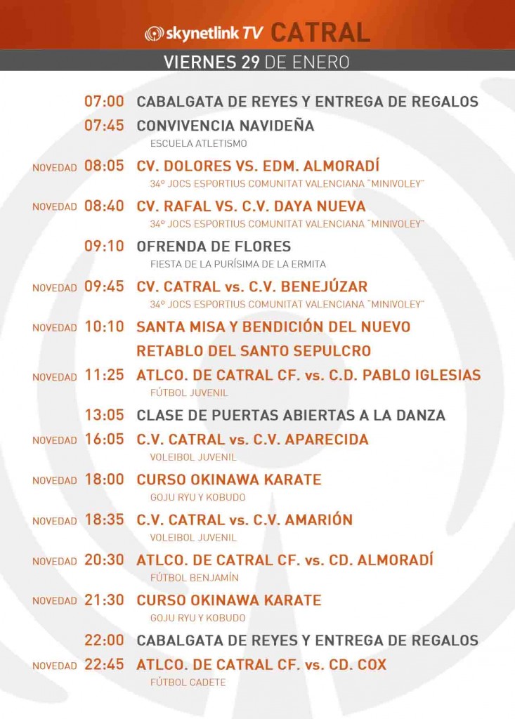 29-01-2016 Programación Catral viernes