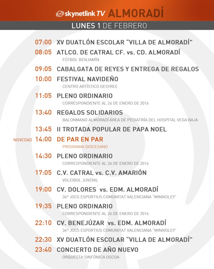 01-02-2016 Programación Almoradí lunes