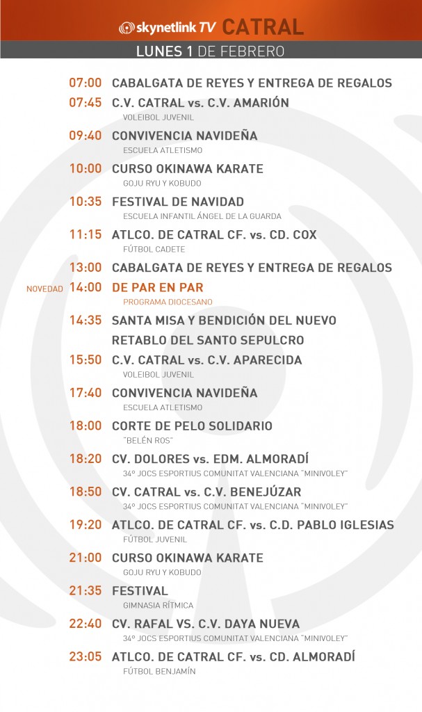 01-02-2016 Programación Catral lunes