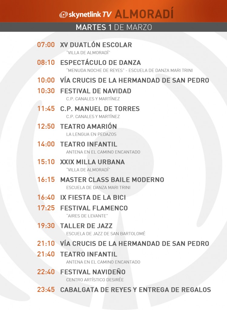 01-03-2016 Programación Almoradí martes