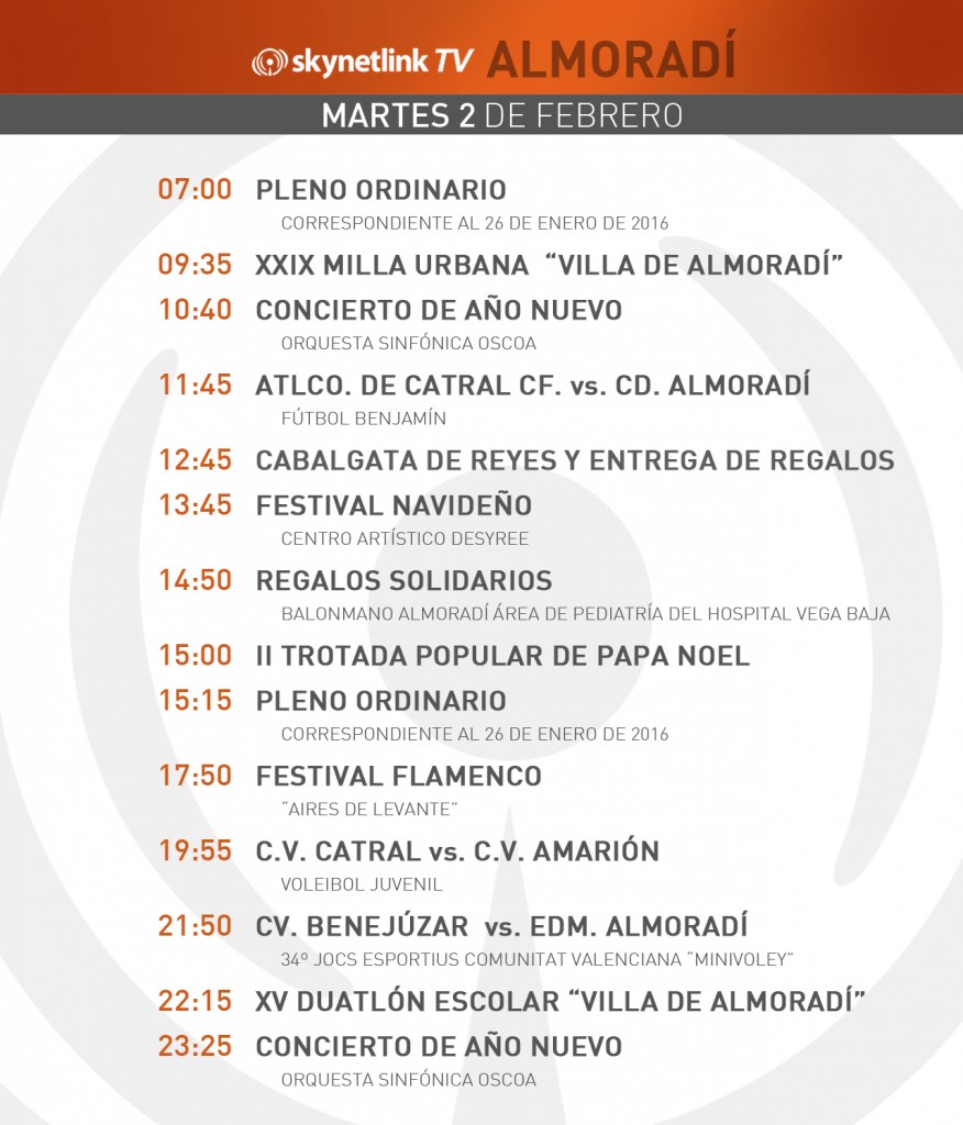 02-02-2016 Programación Almoradí martes