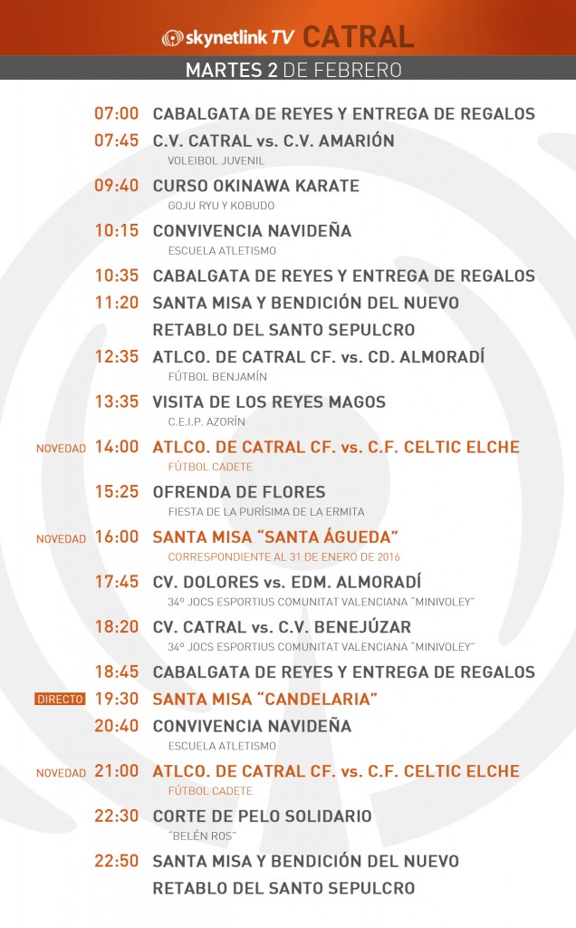 02-02-2016 Programación Catral martes