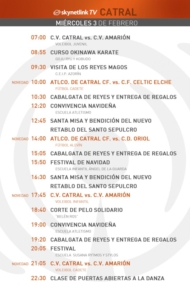 03-02-2016 Programación Catral miércoles