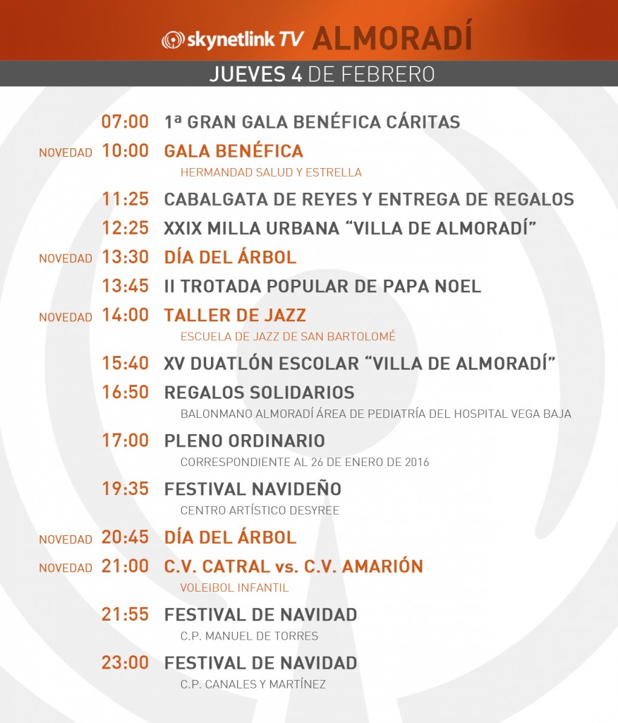 04-02-2016 Programación Almoradí jueves