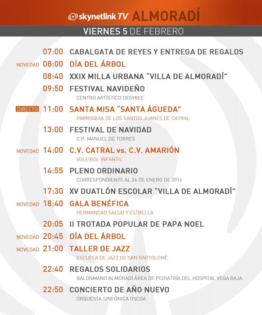 05-02-2016 Programación Almoradí viernes