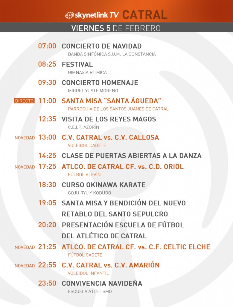 05-02-2016 Programación Catral viernes