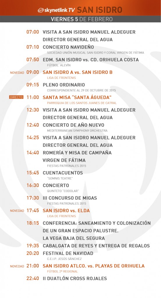 05-02-2016 Programación San Isidro viernes