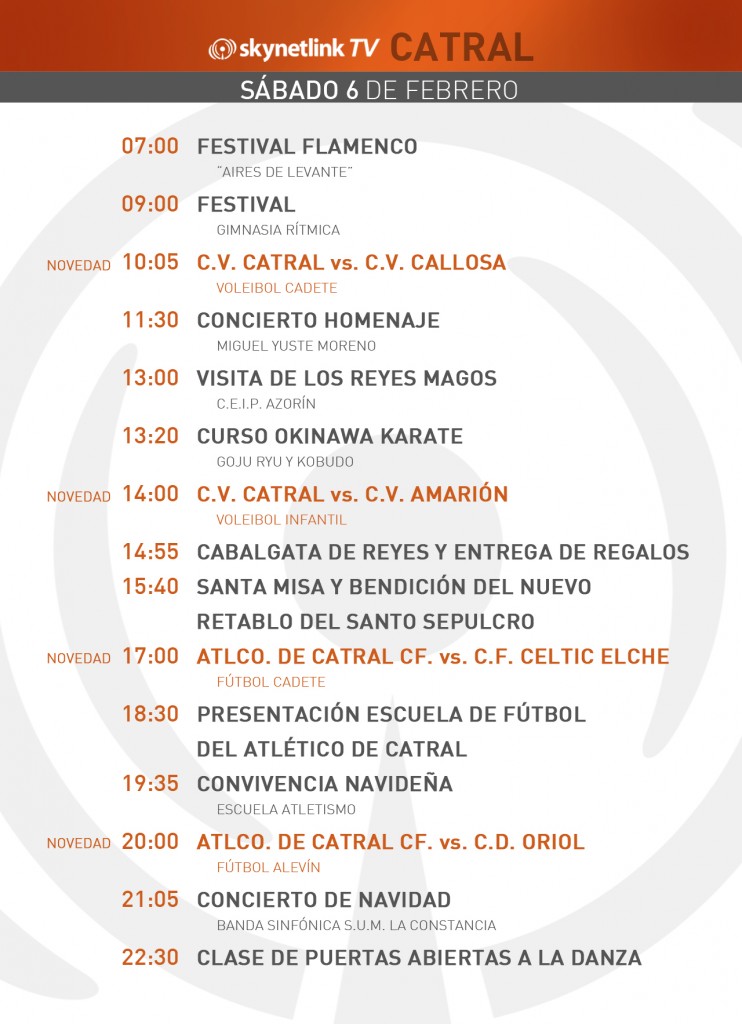 06-02-2016 Programación Catral sábado