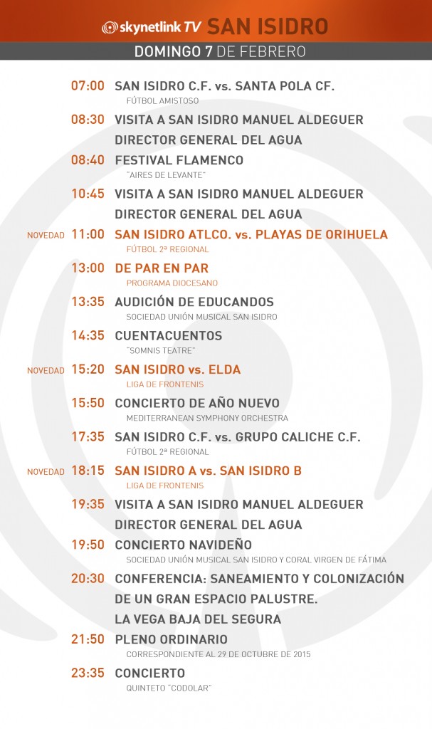 07-02-2016 Programación San Isidro domingo