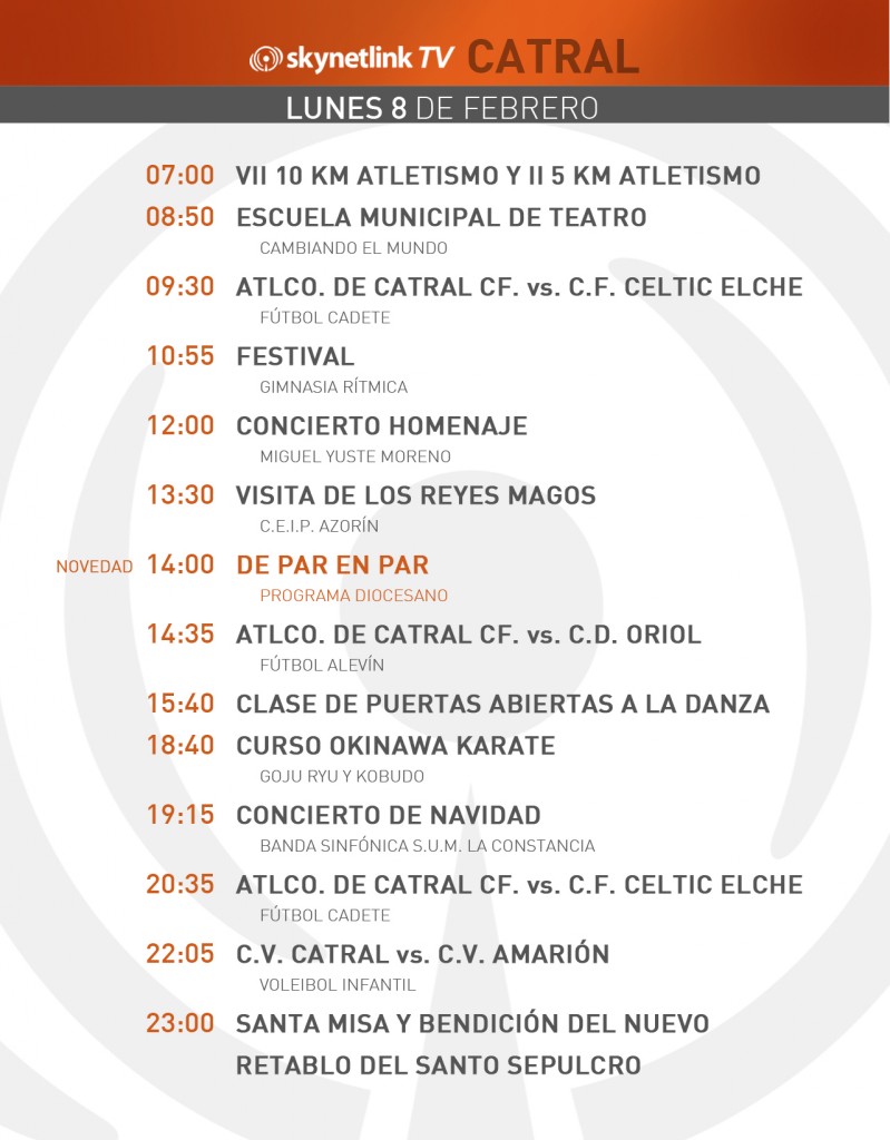 08-02-2016 Programación Catral lunes