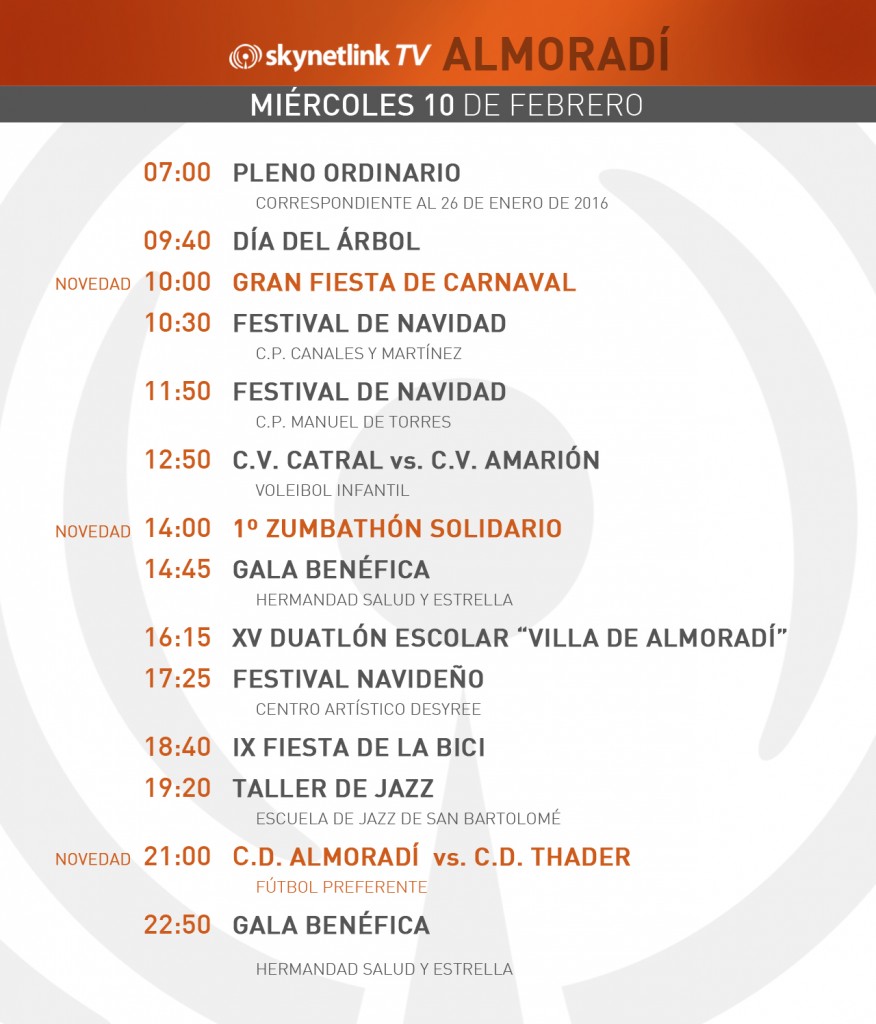 10-02-2016 Programación Almoradí miércoles