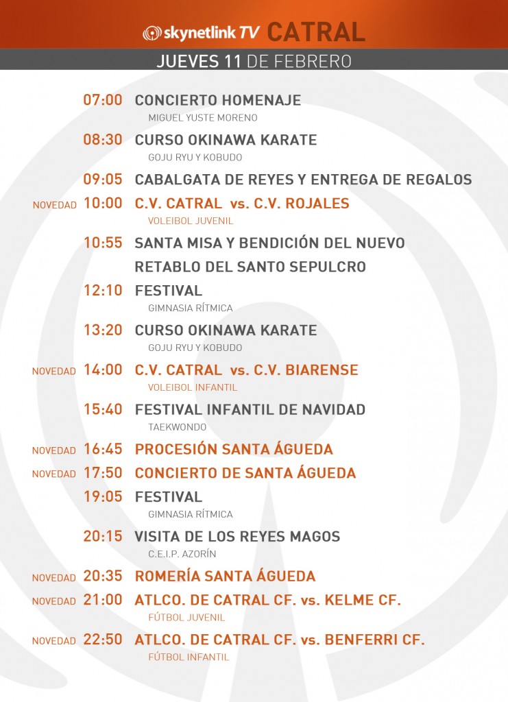 11-02-2016 Programación Catral jueves