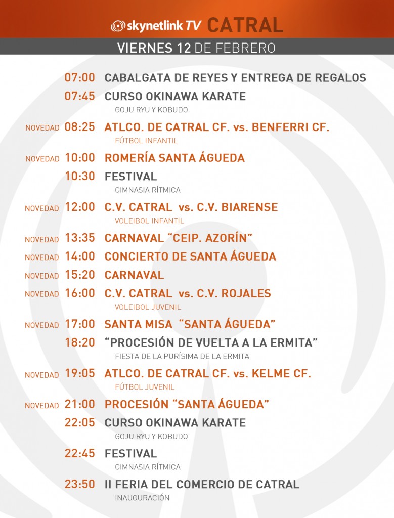 12-02-2016 Programación Catral viernes