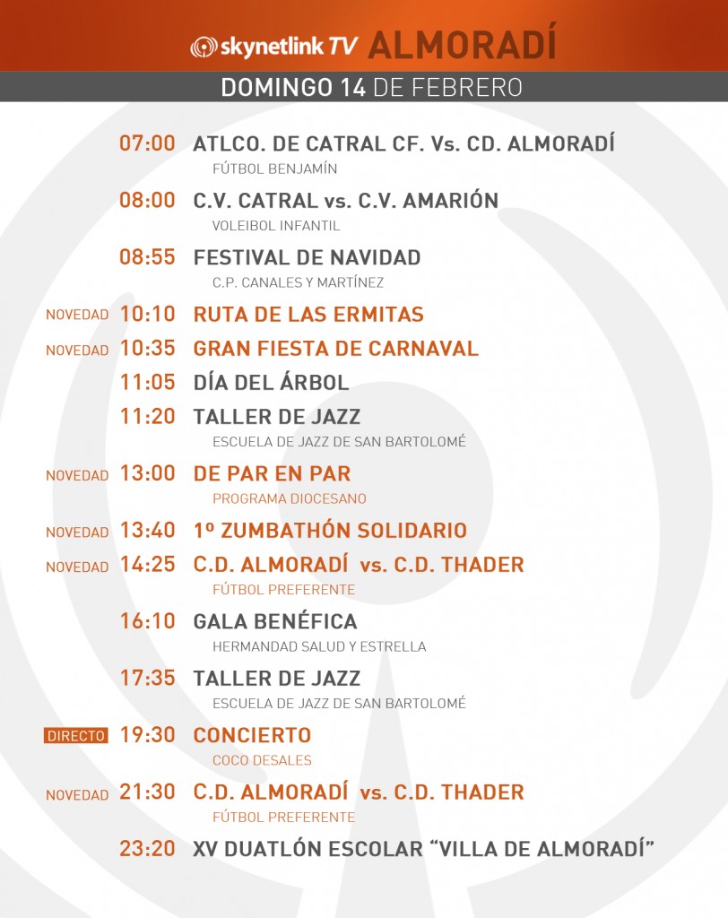 14-02-2016 Programación Almoradí domingo