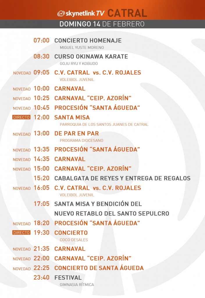 14-02-2016 Programación Catral domingo