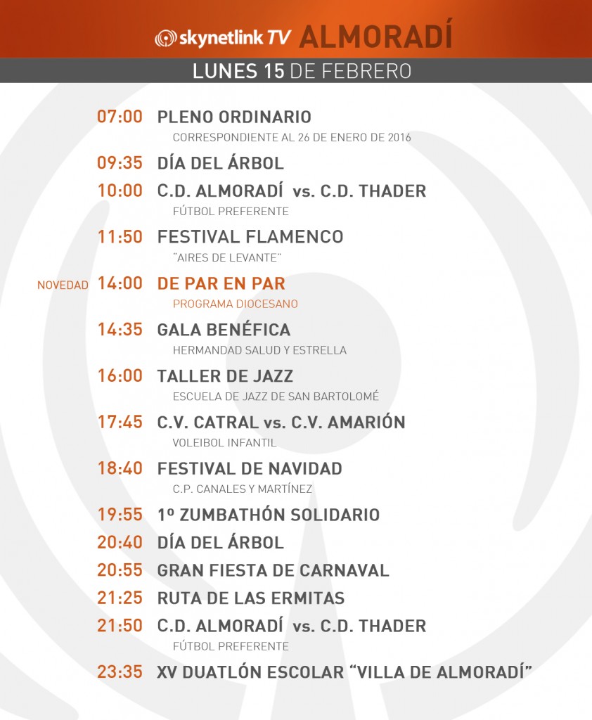 15-02-2016 Programación Almoradí lunes