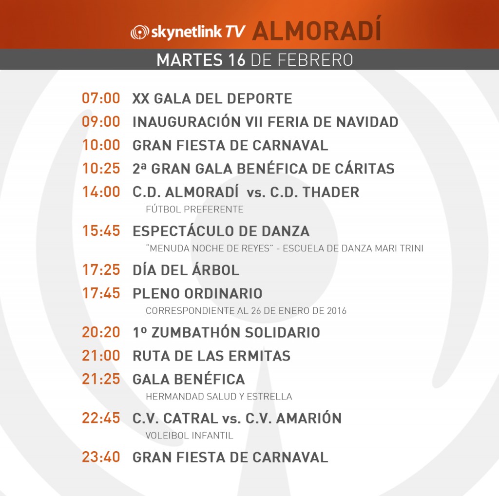 16-02-2016 Programación Almoradí martes