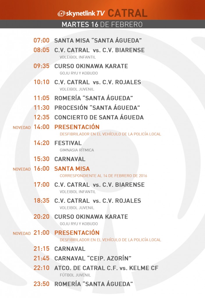 16-02-2016 Programación Catral martes